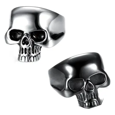 Punk Skull Ring Titanium Steel Glossy Black