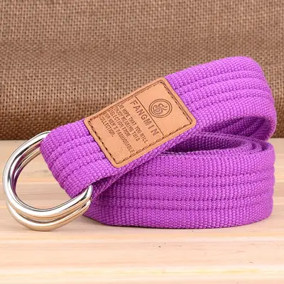 Light Blue Korean Style Men's Canvas Belt with Double Loop Buckle