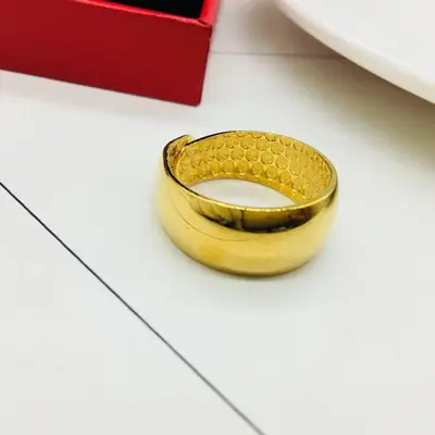 Gold Plated Brushed Ring for Couples Large Glossy Imitation Gold