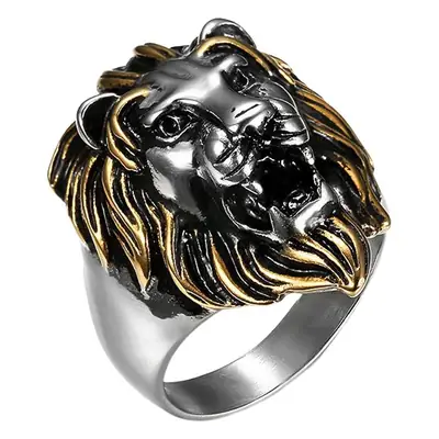 Gold Plated Lion Head Men's Ring