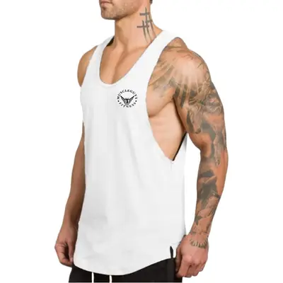 Men Cotton Sweat Vest Grey Bodybuilding Fit