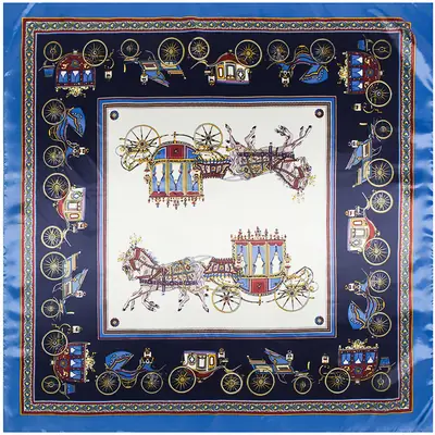 Mai Tong Silk Scarf 90x90cm Spring New Carriage Design