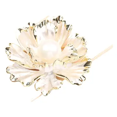 Sun Cloud New Vintage Simple Inlaid Artificial Pearl Peony Corsage Multi-layer Petal Pin Vintage Brooch