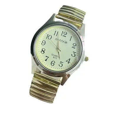 Elastic Steel Band Couple Watch with Large Numbers