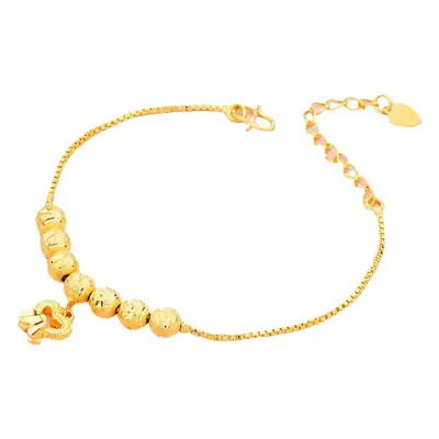 Gold Plated Snake Bone Chain Bracelet with Key & Compass