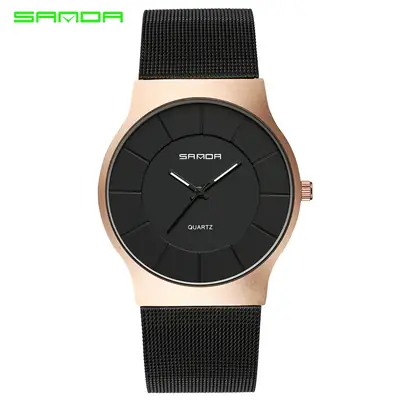Men's Stainless Steel Watch Gold Black Silver Quartz Pointer Type