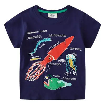 Boys T-Shirt Navy Blue Graphic Print Cross Border