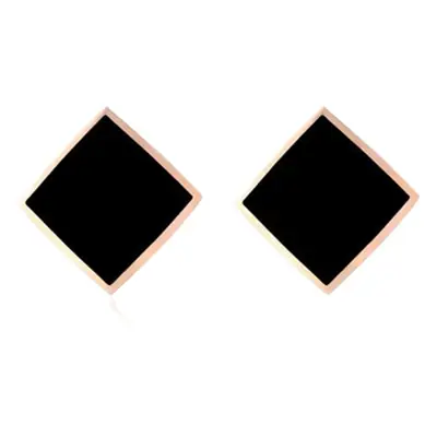 Korean Titanium Rhombus Earrings Red Black Women