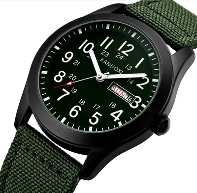 Men Green Nylon Sports Watch with Calendar