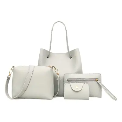 2025 New Korean Style All-match Litchi Pattern Open Portable Shoulder Bag Women's Bag Four-piece Set Women's Bag for Foreign Trade