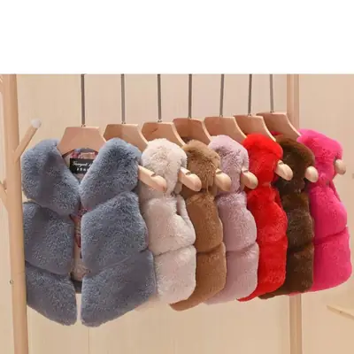2025 Fur Vest Jacket for Girls Autumn Winter New