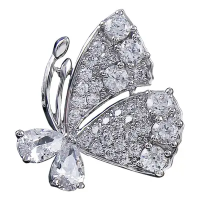 Crystal Butterfly Brooch Women's Zircon Anti-Running Buckle