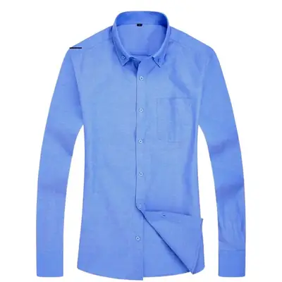 Men's Grey Oxford Shirt Long Sleeve Ironing Free
