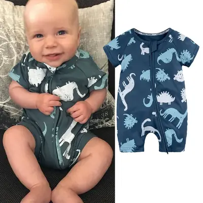 Newborn Cotton Romper with Lion Print One-Piece