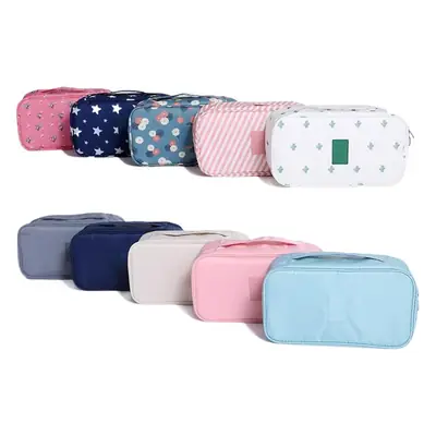 Pink Divided Travel Cosmetics Bag with Socks Organizer