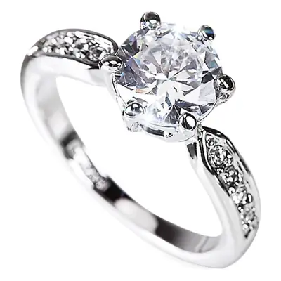 Elegant Zircon Engagement Ring Wedding Open Copper Silver
