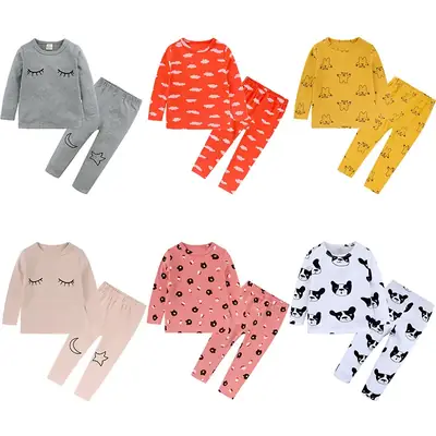 Kids Korean Style Cotton Pajama Set Beige