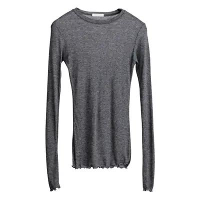 Women's Grey Slim Fit Long Sleeve T-Shirt Round Neck