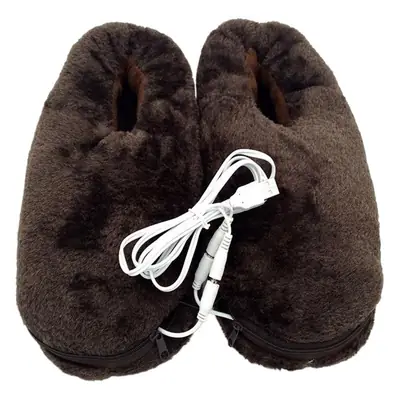 USB Electric Heating Slippers Brown Warm Feet