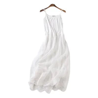 White Long Ankle Skirt with Embroidered Lace Base