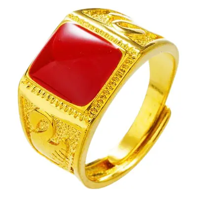 Gold Plated Gem Ring for Men Women Gift