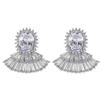 Blue Zircon Fan Earrings for Women