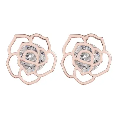 Blue Zircon Rose Gold Ear Stud Earrings