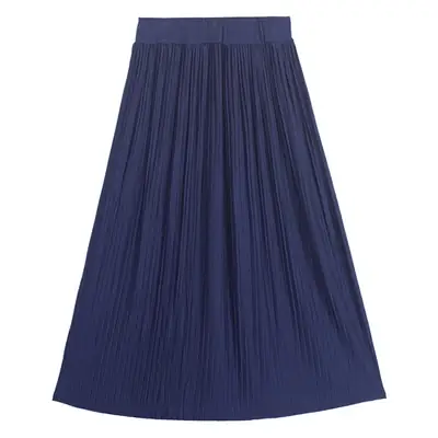 Retro Pleated Skirt Women's Modal Cotton Beige