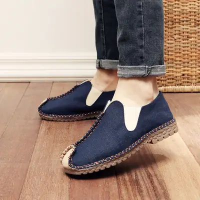 Summer men's shoes linen shoes linen shoes comfortable casual shoes one-step fashion lazy feet fashionable Korean cloth shoes