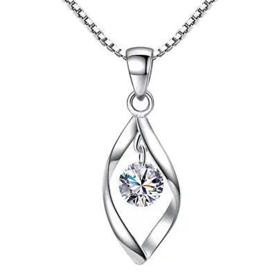 Japanese Korean Style Silver Zircon Necklace for Women
