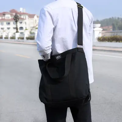 White Korean Style Canvas Shoulder Bag for Men Women