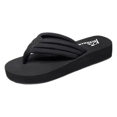 3cm Flip Flop Women's Slippers Summer Non-Slip Solid Color Black Beach Shoes 2025 New Shining Slippers Summer