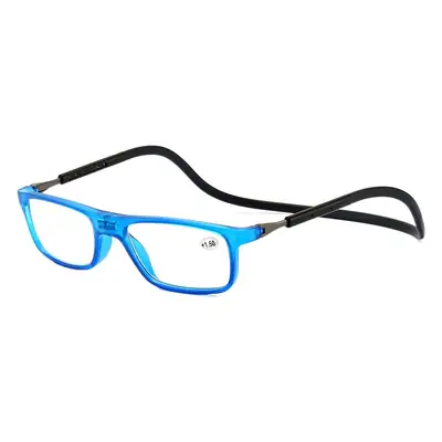 New Style Hanging Neck Reading Glasses with Magnetic Folding Design for Men and Women, Made of Resin and Silicone, Suitable for the Elderly, with Telescopic Lenses for Presbyopia