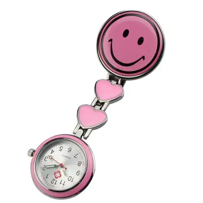 Double Heart Nurse Watch Blue Face Pocket Watch