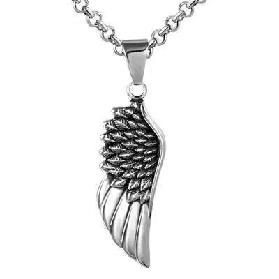 Japanese Korean Retro Wings Titanium Steel Necklace
