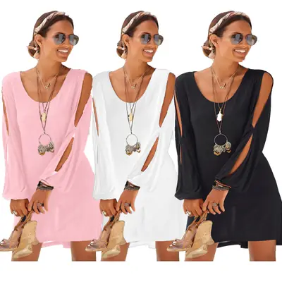 AliExpress Casual Beach Dress Deep V-Neck Long Sleeve