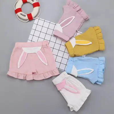 Blue Cotton Rabbit Ears Shorts for Girls Summer 2024