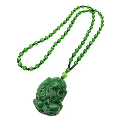Green Imitation Guanyin Dragon Necklace for Women