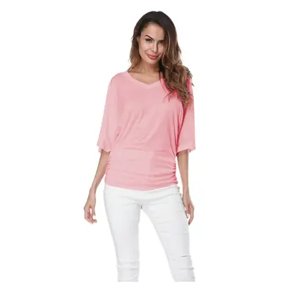 New Women's Loose Pink Bat Shirt T-Shirt