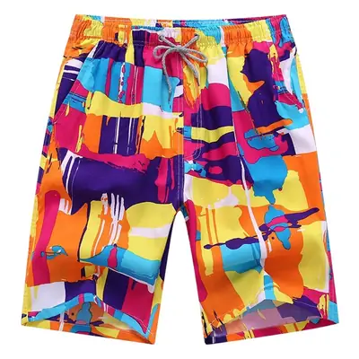 Men's Blue Leaf Print Shorts Large