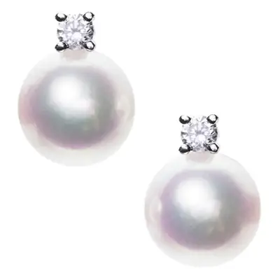 S925 Silver Pearl Earrings with Diamond Top Clasp