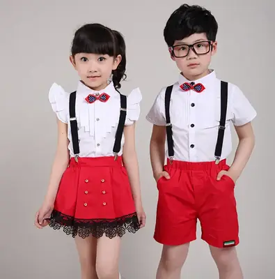 Children's Red Suit Chorus Performance Uniform British College Boys Girls Primary Secondary School Recitation Uniform