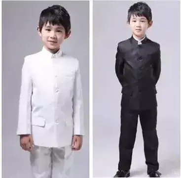 White Zhongshan Suit for Boys May Fourth Youth Clothing