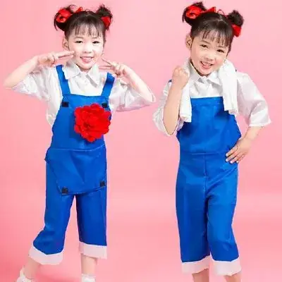 Xiao He's Blue Strap Pants Dance Costume for Girls