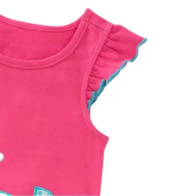 Girls Pink Knitted Cotton Sleeveless Suit