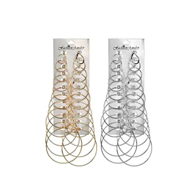 European & American Hoop Earrings 12 Pair Large Metal