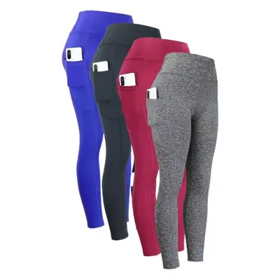 Blue Sports Yoga Pants with Phone Pocket