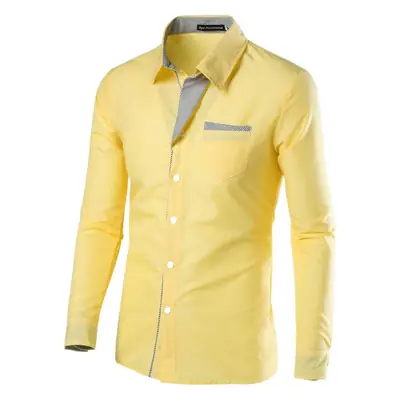 White Long Sleeve Button-Down Shirt for Men