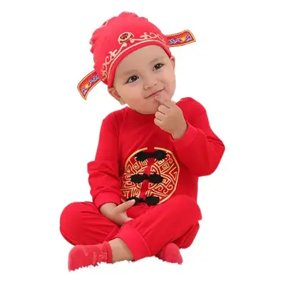 Red Chinese Style Baby One-Piece Suit for Girls