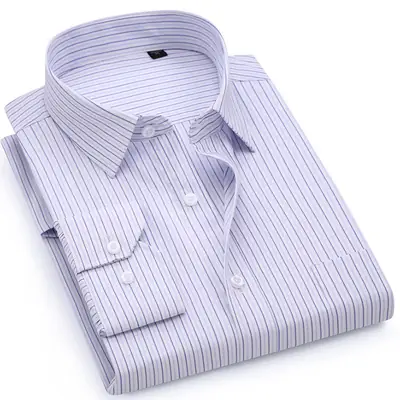 Middle-Aged Striped Flat Cut Shirts